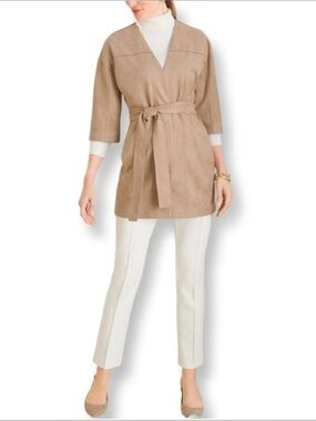 NWOT Chico's Faux Suede Belted Kimono Jacket
